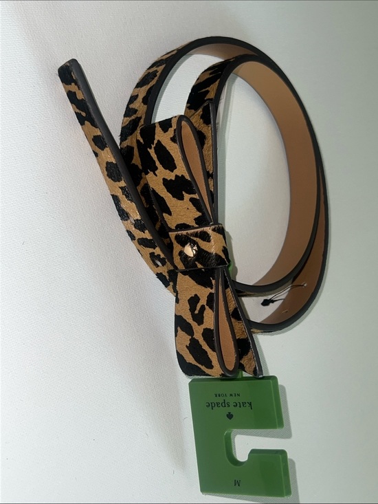 NWT Kate Spade New York leopard-print bow calf hair skinny belt Medium